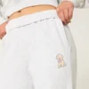 Sweatpants med bred benvidde og hundemotiv
