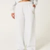 Sweatpants med bred benvidde og hundemotiv