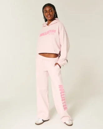 Sweatpants med bred benvidde og logo