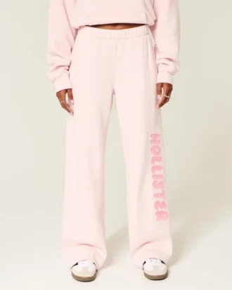 Sweatpants med bred benvidde og logo