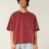 Tung baggy kort fodbold-T-shirt med grafisk print Tung baggy kort fodbold-T-shirt med grafisk print