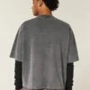 Tung baggy kort fodbold-T-shirt med grafisk print Tung baggy kort fodbold-T-shirt med grafisk print