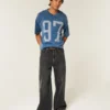 Tung baggy kort fodbold-T-shirt med grafisk print Tung baggy kort fodbold-T-shirt med grafisk print