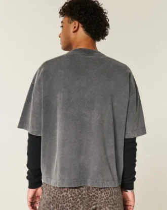 Tung baggy kort fodbold-T-shirt med grafisk print