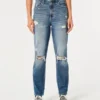 Ultra højtaljede mom jeans med rips og medium vask Ultra højtaljede mom jeans med rips og medium vask