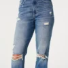 Ultra højtaljede mom jeans med rips og medium vask Ultra højtaljede mom jeans med rips og medium vask