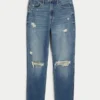 Ultra højtaljede mom jeans med rips og medium vask Ultra højtaljede mom jeans med rips og medium vask