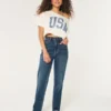 Ultra højtaljede mørkvaskede 90’er-jeans med lige ben Ultra højtaljede mørkvaskede 90’er-jeans med lige ben