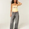 Ultra lav talje Mini-talje Grå baggy jeans Ultra lav talje Mini-talje Grå baggy jeans