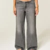 Ultra lav talje Mini-talje Grå baggy jeans Ultra lav talje Mini-talje Grå baggy jeans
