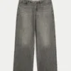 Ultra lav talje Mini-talje Grå baggy jeans Ultra lav talje Mini-talje Grå baggy jeans