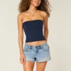 Ultra lavtaljede broderede denim-minishorts Ultra lavtaljede broderede denim-minishorts