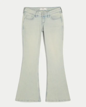 Ultra lavtaljede, lysvaskede flare-jeans