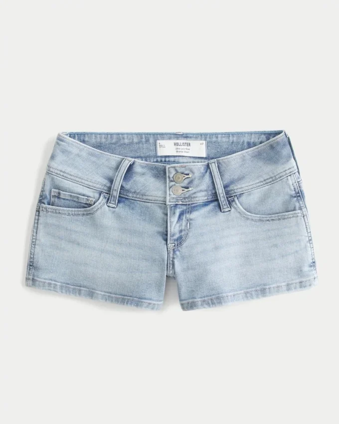 Ultra lavtaljede, lysvaskede shorts Ultra lavtaljede, lysvaskede shorts