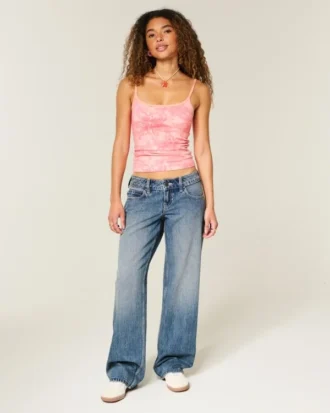 Ultra lavtaljede, mørkvaskede baggy jeans Ultra lavtaljede, mørkvaskede baggy jeans