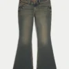 Ultra lavtaljede mørkvaskede flare jeans Ultra lavtaljede mørkvaskede flare jeans