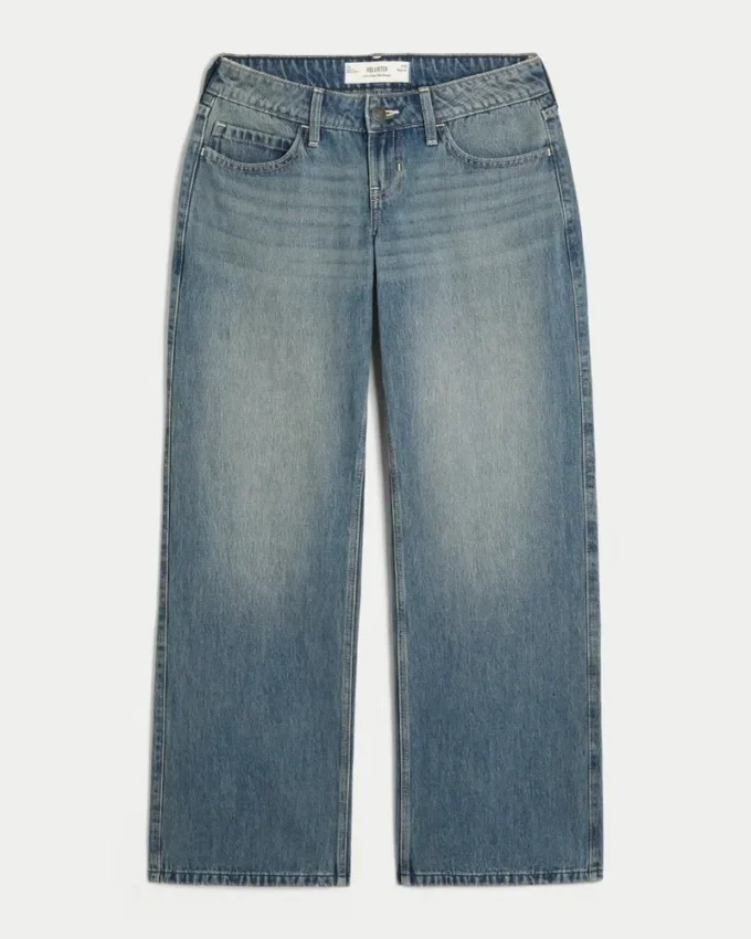 Ultra lavtaljede, mørkvaskede, løse jeans Ultra lavtaljede, mørkvaskede, løse jeans