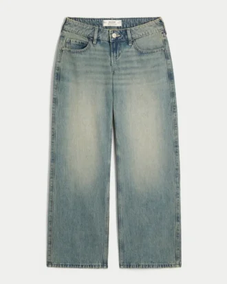 Ultra lavtaljet baggy jeans i medium vask