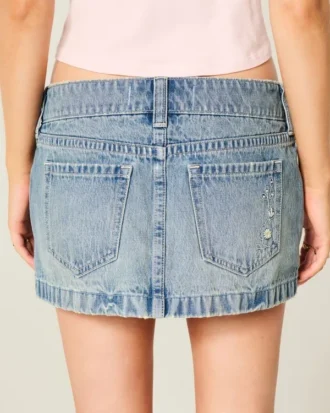 Ultra lavtaljet denim mikro mini skort