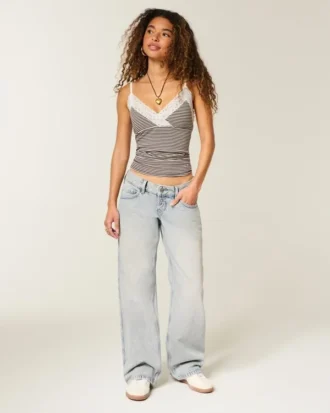 Ultra lavtaljet lysvasket baggy jeans Ultra lavtaljet lysvasket baggy jeans