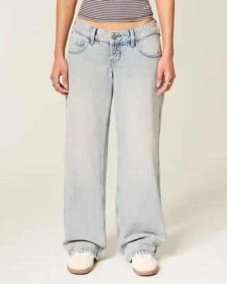 Ultra lavtaljet lysvasket baggy jeans Ultra lavtaljet lysvasket baggy jeans