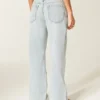 Ultra lavtaljet lysvasket mini-taljebånd Shoelace baggy jeans Ultra lavtaljet lysvasket mini-taljebånd Shoelace baggy jeans