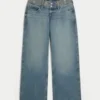 Ultra lavtaljet, mediumvasket, broderet baggy jeans Ultra lavtaljet, mediumvasket, broderet baggy jeans