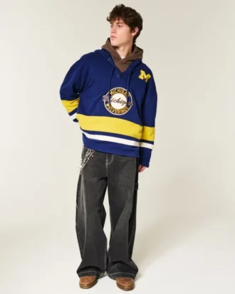 University of Michigan Wolverines grafisk hockey-trøje med hætte