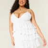 V-hals babydoll minikjole med flæser V-hals babydoll minikjole med flæser