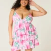 V-hals babydoll-minikjole med flæser V-hals babydoll-minikjole med flæser