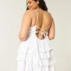 V-hals babydoll minikjole med flæser V-hals babydoll minikjole med flæser