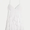 V-hals babydoll minikjole med flæser V-hals babydoll minikjole med flæser