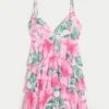 V-hals babydoll-minikjole med flæser V-hals babydoll-minikjole med flæser