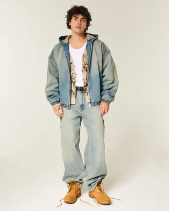 Vasket denim skaterjakke Vasket denim skaterjakke