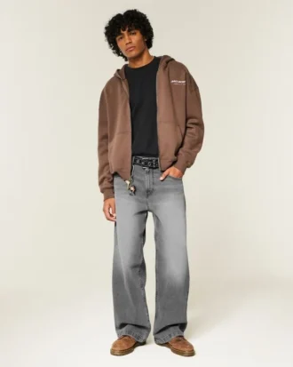 Vasket grå superbaggy jeans