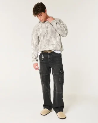 Vasket sort baggy cargojeans