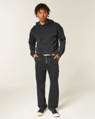Vasket sort baggy malerjeans