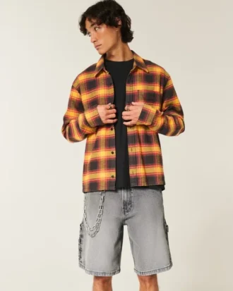 Vasket sort denim baggy malershorts