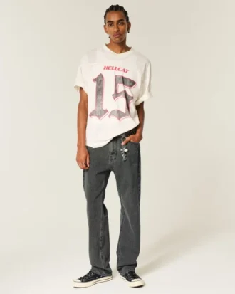 Vasket sort løs jeans