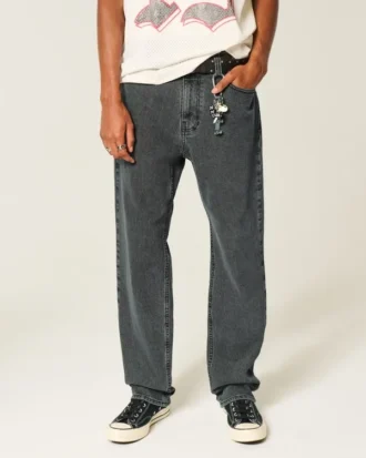 Vasket sort løs jeans