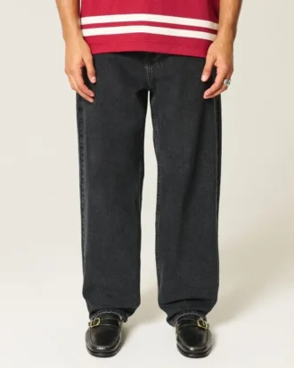 Vasket sort skaterbaggyjeans