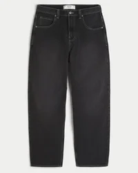 Vasket sort skaterbaggyjeans med slangegrafik