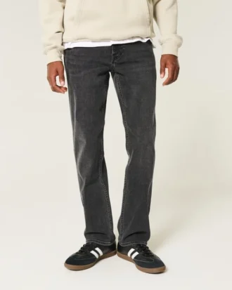 Vasket sort straight jeans